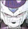 A highly pixelated close-up of Freeza/Coola fusion's face.