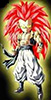 Gotenks with long red hair and yellow eyes.