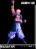 A fusion of Kuririn and Son Goku, with one arm raised in triumph.