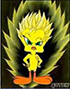 SSj Tweety Bird, looking angrily at the camera.