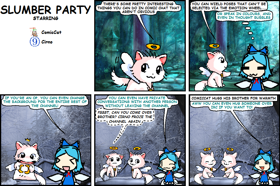 Comic Chat Tricks, featuring Angel Cat and Cirno.